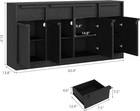 62  Long Sideboard Buffet Cabinet With 4 Drawers  Large Coffee Storage Cabinet