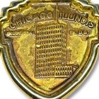 C 1950s Chicago Illinois Prudential Building Gold Tone Souvenir Shield Charm
