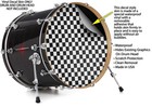 Vinyl Decal Skin For 20  Bass Kick Drum Head Checkered Canvas Black And White