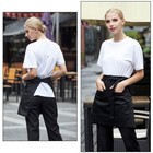 70x45cm Unisex 2 Pockets Waist Apron Restaurant Bistro Works Half Apron White