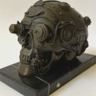 Skull Statue Bronze Memento Skeleton Steampunk Sculpture Marble Decor Gothic Art