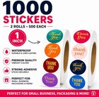1000 Thank You Stickers 1 Inch Round 2 Rolls Small Business Packaging Seals
