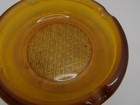Vintage Amber Glass Ashtray Mid Century Modern Diamond Pattern Round 5 5  Retro