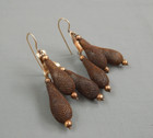 Antique Victorian Hairwork Woven Hair Dangle Chandelier Mourning Earrings Prcd