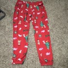 Josptun Unisex Kids Red Christmas Animal Print Pajama Pants M  8-10 