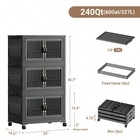 3 Tier Stackable Storage Bins With Wheels  Folding Plastic Drawer Organizer