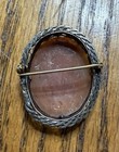 Victorian Sterling Silver Cameo Brooch Pin Antique