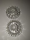 Vintage Hazel Atlas Mcm Glass Sunflower Daisy Taper Candle Holders Set Of 2 Mod