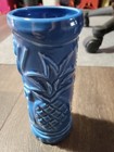 Tommy Bahama Ceramic Blue Tiki Mug Hawaiian Pineapple Rum Vase Glass Cottagecore