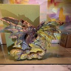 Multicolor Carving Stone Fantasy Winged Dragon Statue Figurine Collectible Decor