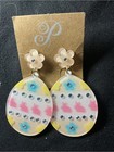     Easter Bunny Egg Dangle Earrings Pastel Glitter Spring Earrings