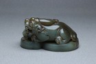 Chinese Antique Old Hetian Jade Hand-carved Pixiu Stepping Gold Ingots Statues