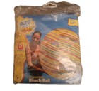 Vtg Bestway Surf And Sun Jumbo Striped Blue Beach Ball 2002 48  Inflatable Nos