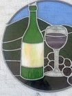 Tiffany Style Stained Glass Round Window Panel Wine Glass Grapes Bottle 10 5   
