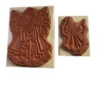 2 Vintage Wooden rubber Crafting Stamps   angels   Free Shipping 