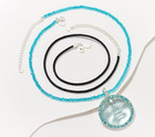 Kirks Folly Sweetheart Venus Moon Bead   Cord Necklace Set  Aqua  Silver Tone