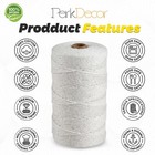 Perkdecor 400 Feet 100  2mm Natural Cotton 400  122m   White