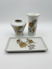 Vintage Golden Crown E r Italy Metallic Floral Rose Vanity Set Tray