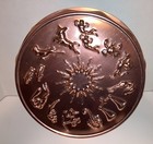 Embossed Zodiac Art 12 Cup Mold Copper Tone Astrology Sunburst Wall Decor Mirro 