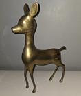 Mid Century Large Brass Deer 15  Tall Female Doe Fawn Bambi Hollywood Regency