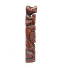 Atq Large Northwest Coast Native American Hand Carved Wood Totem Pole 20  Vtg