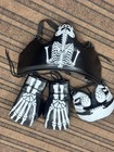 Handmade Leather Skeleton Boxing Gloves Headgear Groin Guard Sparring Set