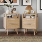 Set Of 2 Bedside Table Nightstands End Storage Wooden Console Tables W  Drawers