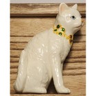 Cat Kitten Figurine Beautiful Multi Color Collar Majestic Ceramic Hand Painted