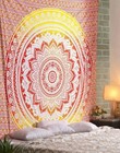 Indian Wall Hanging Yellow Orange Ombre Mandala Home Decor Cotton Queen Tapestry