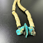 Vintage Native American Shell Heishi Necklace Natural Chunky Turquoise Choker 25