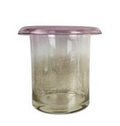 Blown Glass Ice Bucket Lavender Pink Wide Rolled Rim
