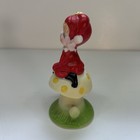 Vtg 1950s Pixie Elf   Ladybug Sitting On A Mushroom Porcelain Figurine Taiwan