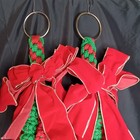 Vintage Christmas Macrame Hanging Decor With Bells Red   Green Yarn 1970s