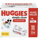 Huggies Simply Clean Unscented Baby Wipes  11 Flip-top Packs  704 Wipes Total  