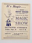 Magic Vintage Magic Show With Cardini Poster Polytechnic Auditorium