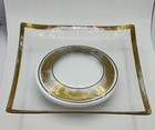 Vintage Mid-century Modern Dorothy Thorpe Style Square Glass Tray - Gold Trim