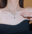 Shiny Crystal Necklace Earrings Women s Fashion Rhinestone Necklaces
