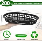 100 Pcs Fast Food Baskets 10 5 X 7 Inch Restaurant Tray Black Plastic Serving