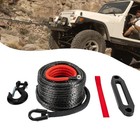Synthetic Winch Rope 3 8 x100ft 23809lb Sleeve Hook For Truck Suv Atv Utv Black