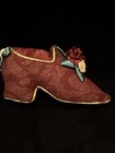 Collectible Cushions By Dritz Burgundy Fabric Victorian Shoe Pin Cushion