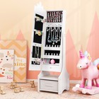 Kids Jewelry Cabinet With Full-length Mirror For Kids Bedroom And Playroom