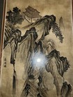 Chinese Or Japanese Silk Painting Mountain Scene 27   x18    Framed