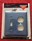 Vtg Amertac Style Wallplate Lot Brass Triple Toggle   Blue Steel Outlet Cover 