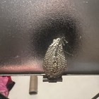 Vtg Silver Metallic Evening Bag Rhinestone Clasp Chain Handle Frame Purse Leaf