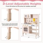 Height Adjustable Play Kitchen Wooden Kitchen Playset With Real Lights   Sounds