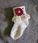 New Gift Handmade Crochet Usa 4 Of July red white blue Baby Girl Socks 6-12m 5pc