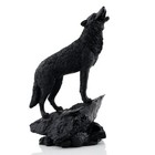 Wildlife Howling Wolf Statue And Figurine Black Wolf Sculpture For Home Decor