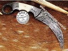 Hand Forged Damascus Steel  Karambit Hunting Knife Handle Made Camel Bone Sheath