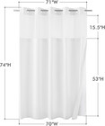 No Hook Shower Curtain With Snap-in Liner Less Time On off  Embossed Waffle-look