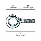  50  Eyebolts W  Nut Zinc Plated 1 4  -20 X 1  Overall Length 2  -made In U s a 